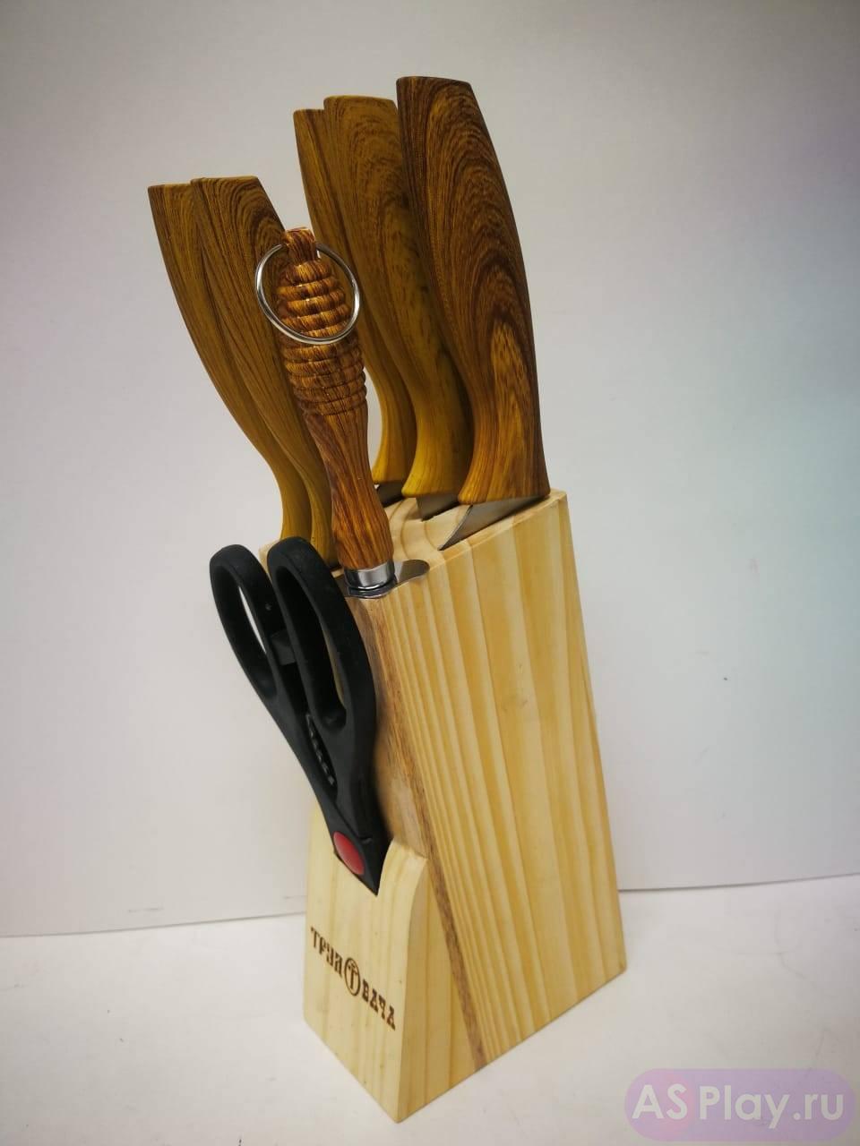 T004 Набор кухонных ножей 7 предметов(дерев)