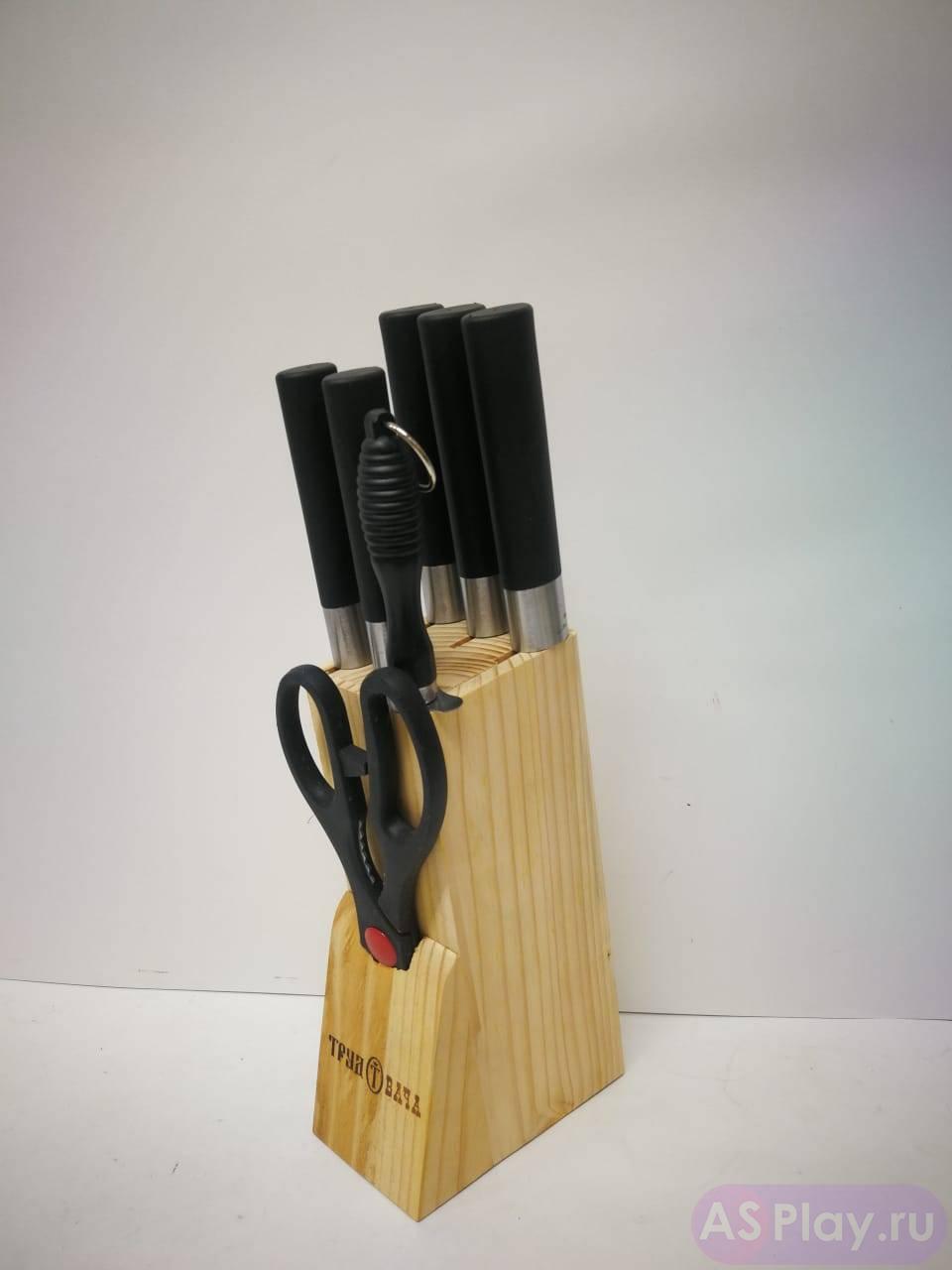 T005 Набор кухонных ножей 7 предметов (дерев)