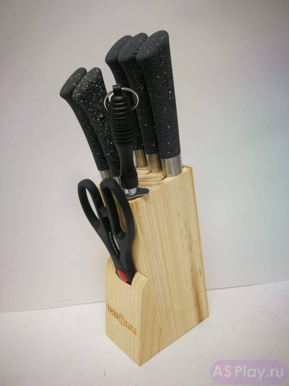 T009 Набор кухонных ножей 7 предметов (дерев)